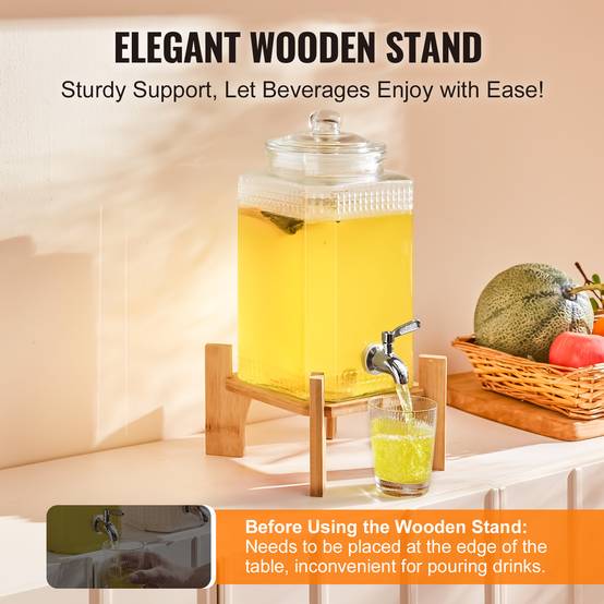 VEVOR Distributeur boissons 5,5 L, verre alimentaire, robinet inox. Pour jus, limonade, thé glacé, restaurant. - Image 6