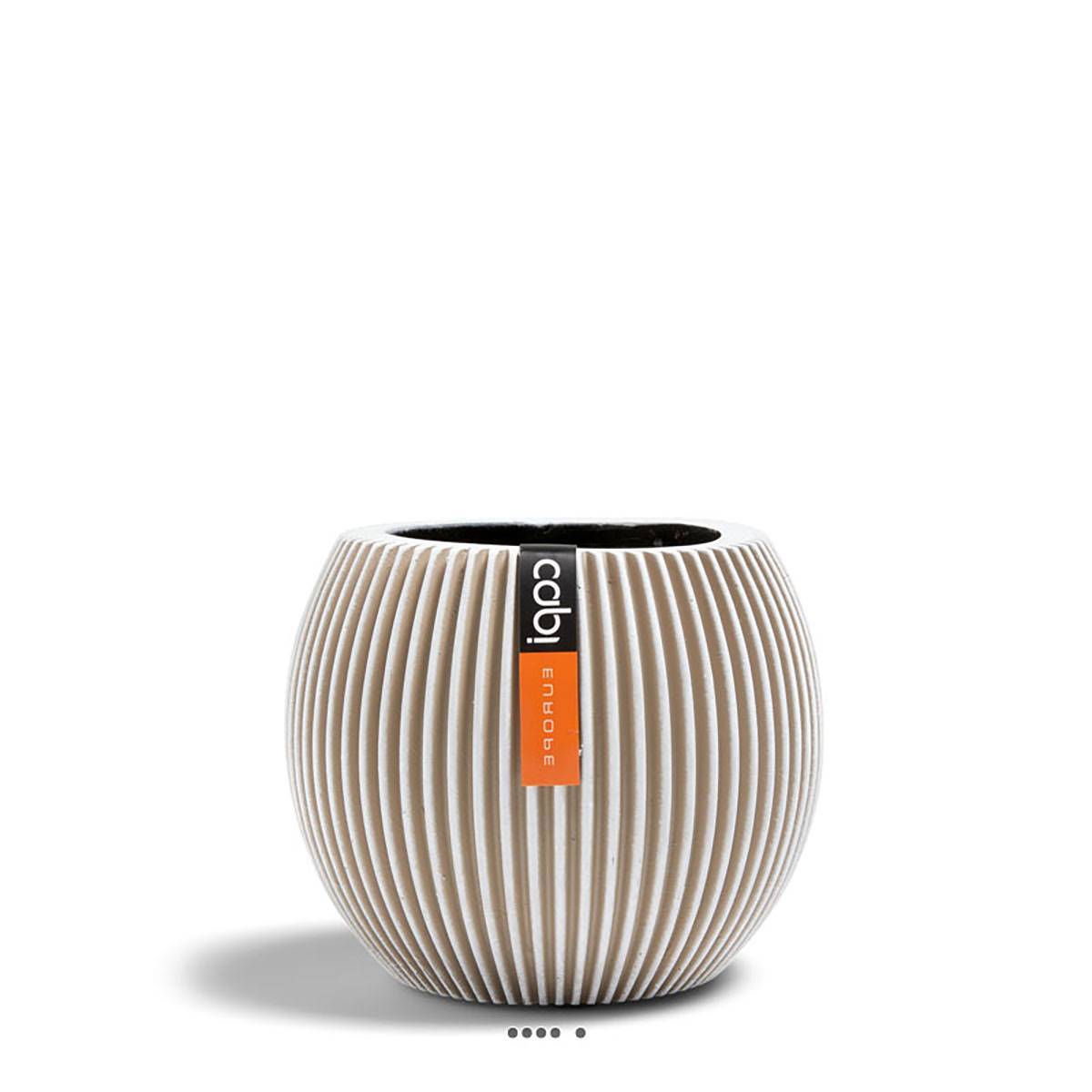 Artificielles - Vase Groove plastique forme boule H 15 x D 18cm Blanc - dimhaut: H 15 cm - couleur: Blanc neige - Imagen 1