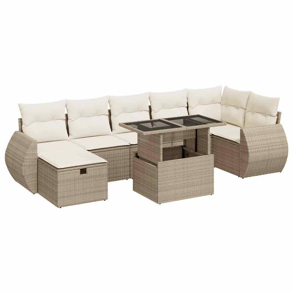 Salon de jardin 8 personnes résine tressée modulable avec table et rangements Beige – ComfortXL Outdoor Living - Image 2