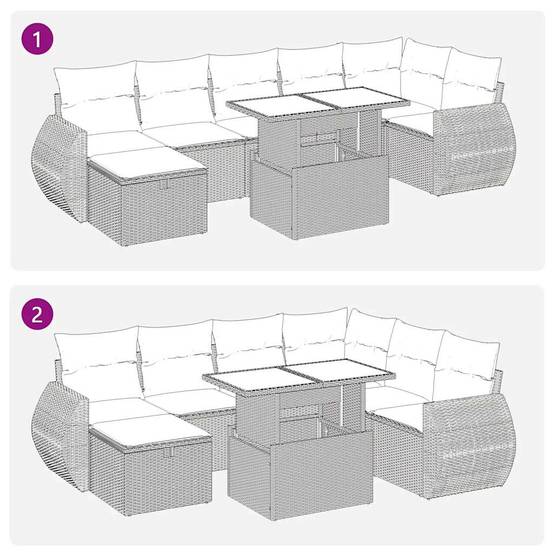 Salon de jardin 8 personnes résine tressée modulable avec table et rangements Beige – ComfortXL Outdoor Living - Image 5
