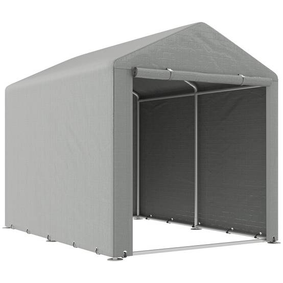 Tente de stockage abri moto vélo toile imperméable porte zippée 218x160cm gris clair - ComfortXL Outdoor Living - Image 1