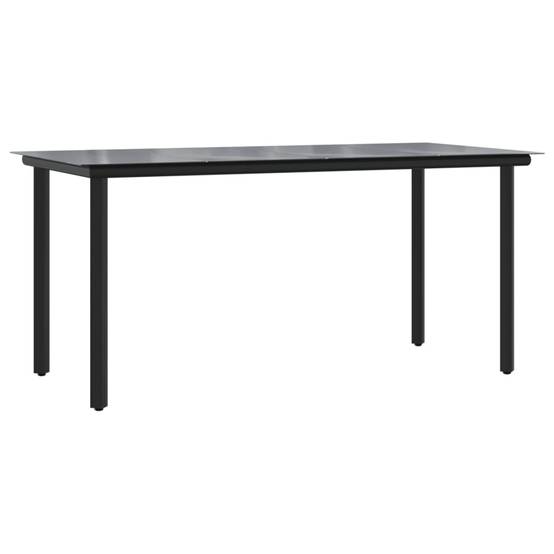 Salon de Jardin 4 Personnes Résine Tressée Table Verre 160cm Noir et Crème – ComfortXL Outdoor Living - Image 6