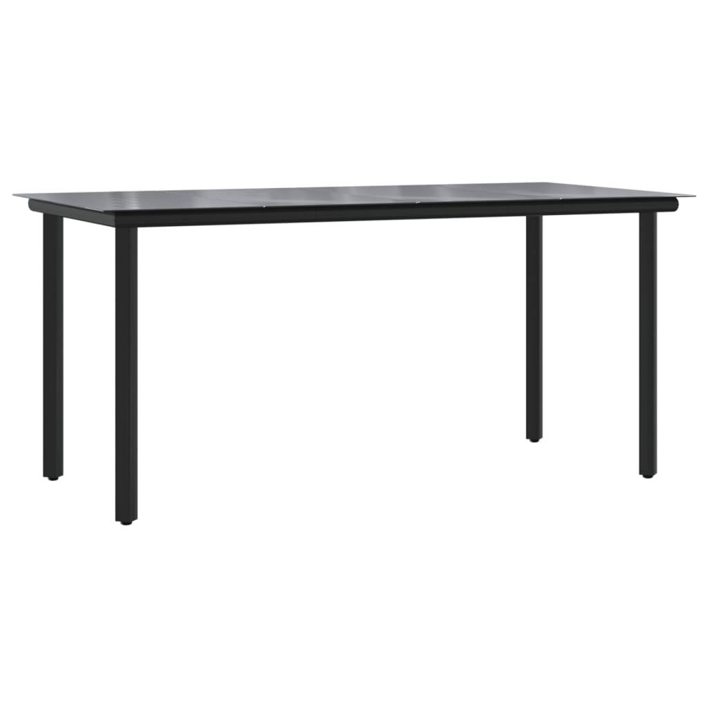 Salon de Jardin 4 Personnes Résine Tressée Table Verre 160cm Noir et Crème – ComfortXL Outdoor Living - Image 6