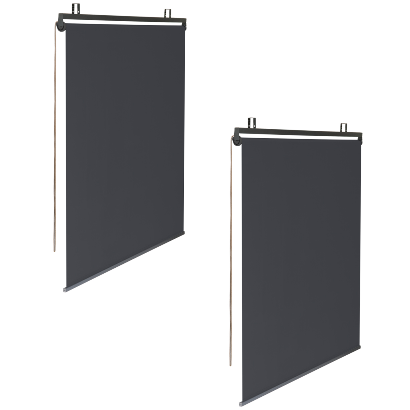 Lot de 2 stores enrouleurs L.124 x H. 225 CM pour pergola gris anthracite - Image 2
