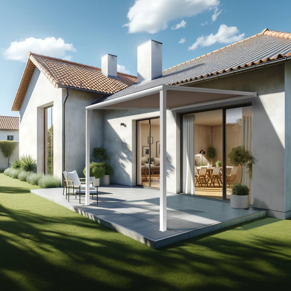 Pergola toile TILA 3,50x3,50m Motorisé à télécommande + manœuvre de secours (Taupe - Blanc) - Alia Productions - Imagen 1