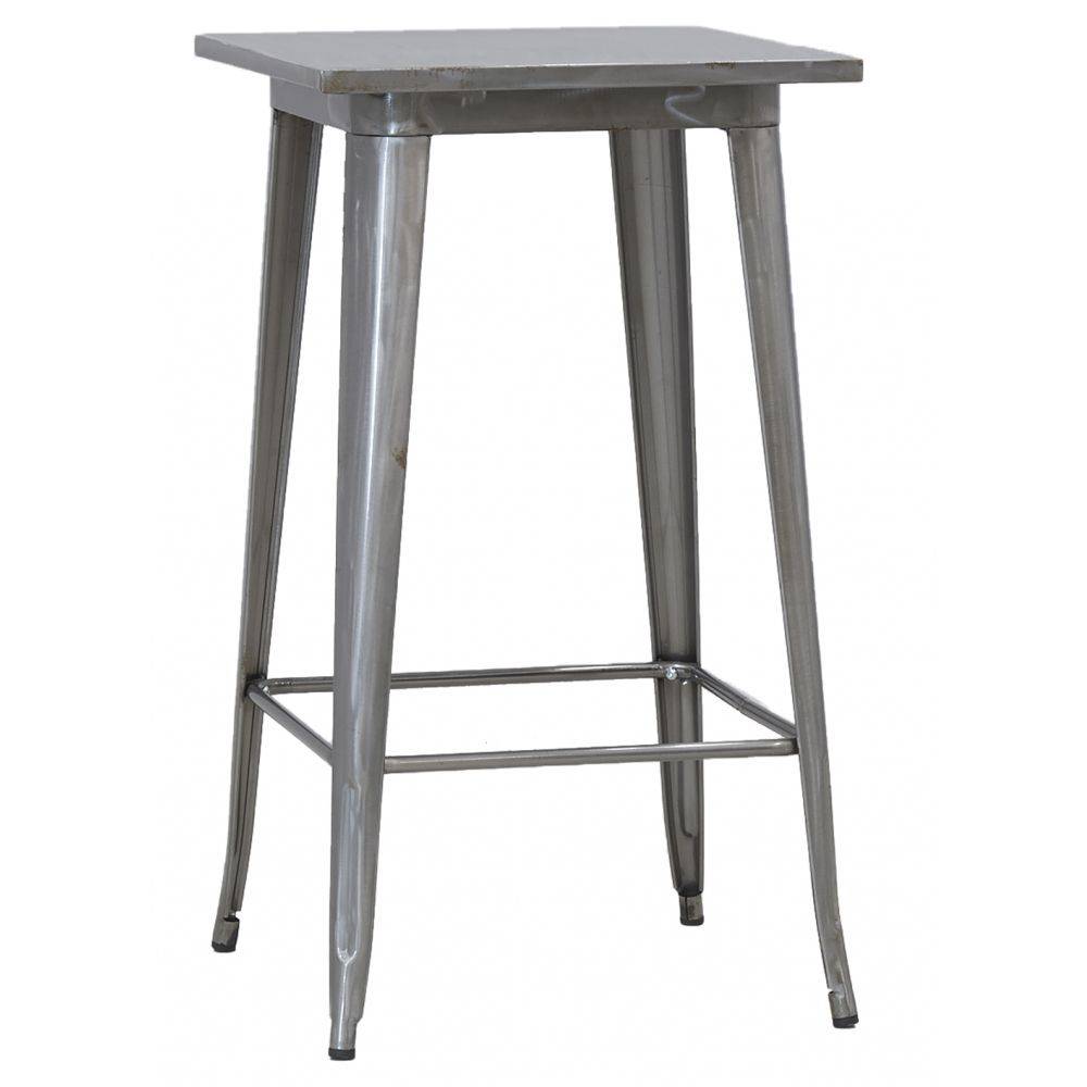 Aubry Gaspard - Ensemble table haute et tabourets en acier brossé (finition vintage) - Imagen 3