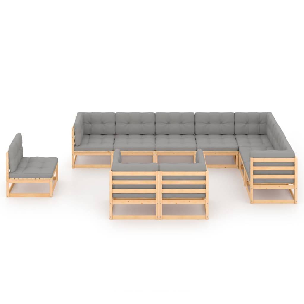 Helloshop26 - Salon de jardin meuble d'extérieur ensemble de mobilier 10 pièces avec coussins bois de pin massif - Imagen 2