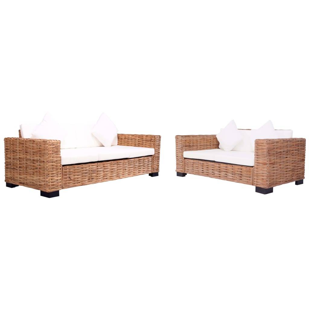 Vidaxl - Ensemble de canapés de jardin 2 pcs avec coussins Rotin naturel vidaXL 276283 - Imagen 1