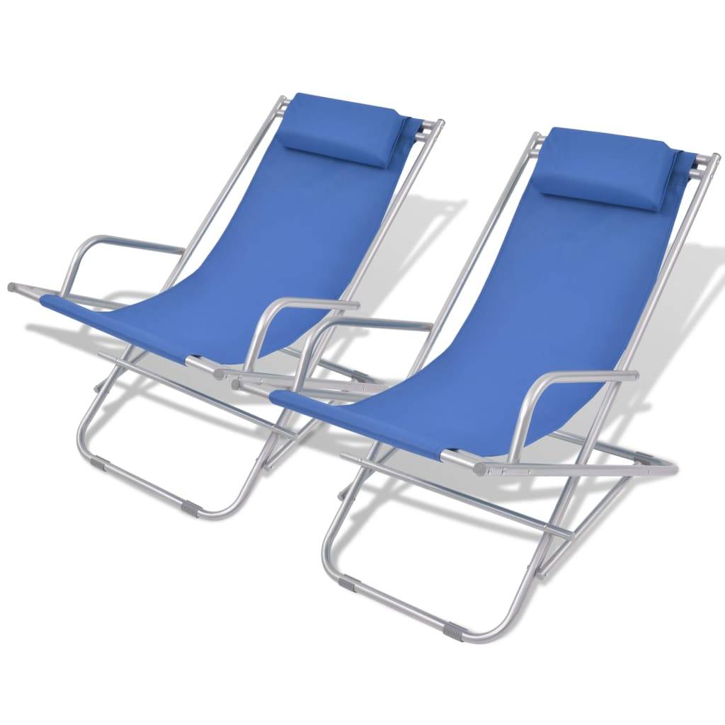 Helloshop26 - Chaises inclinables de terrasse 2 pcs acier bleu - Imagen 1
