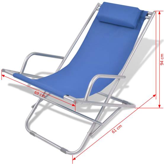 Helloshop26 - Chaises inclinables de terrasse 2 pcs acier bleu - Imagen 8