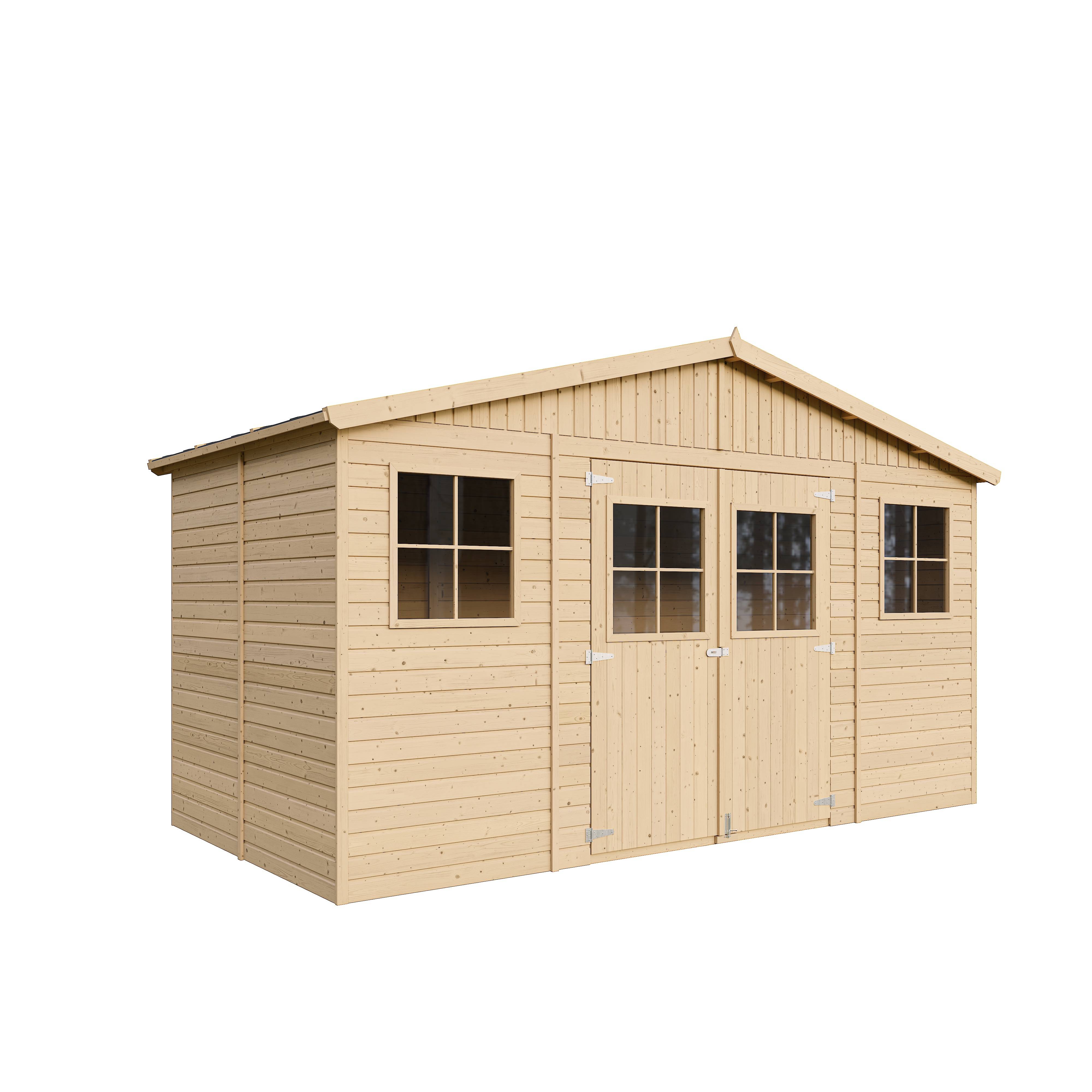 Timbela - Abri de jardin bois 8 m² avec plancher – 418x220 cm – imprégné – Timbela - Imagen 2
