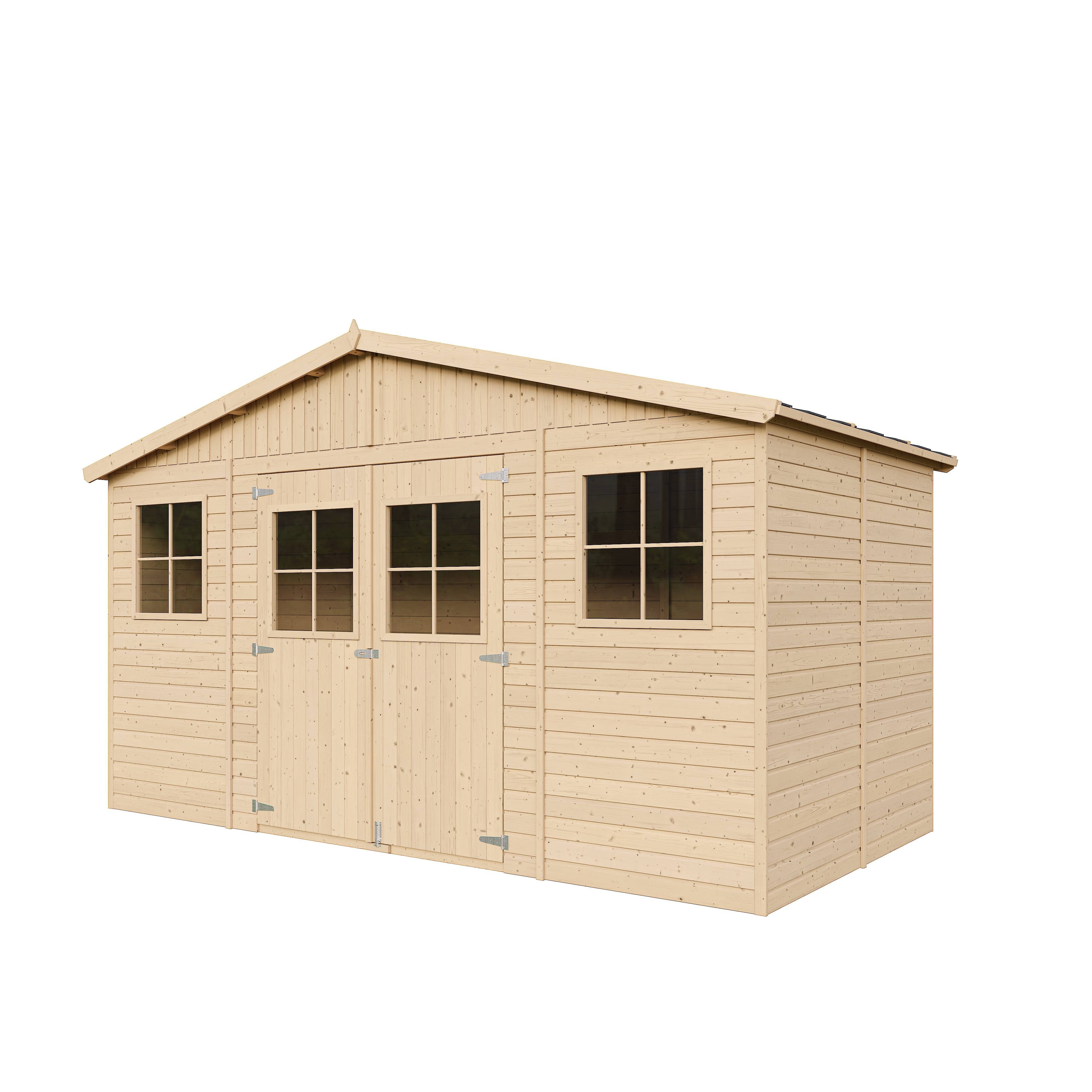 Timbela - Abri de jardin bois 8 m² avec plancher – 418x220 cm – imprégné – Timbela - Imagen 4