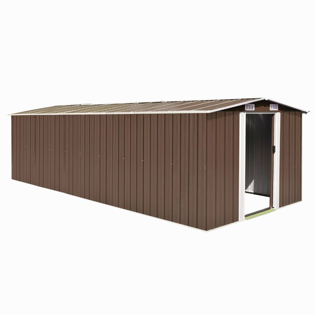 Helloshop26 - Abri de jardin cabane cabanon maison de stockage remise extérieur hangar outils robuste 257 x 580 x 181 cm métal marron - Imagen 1