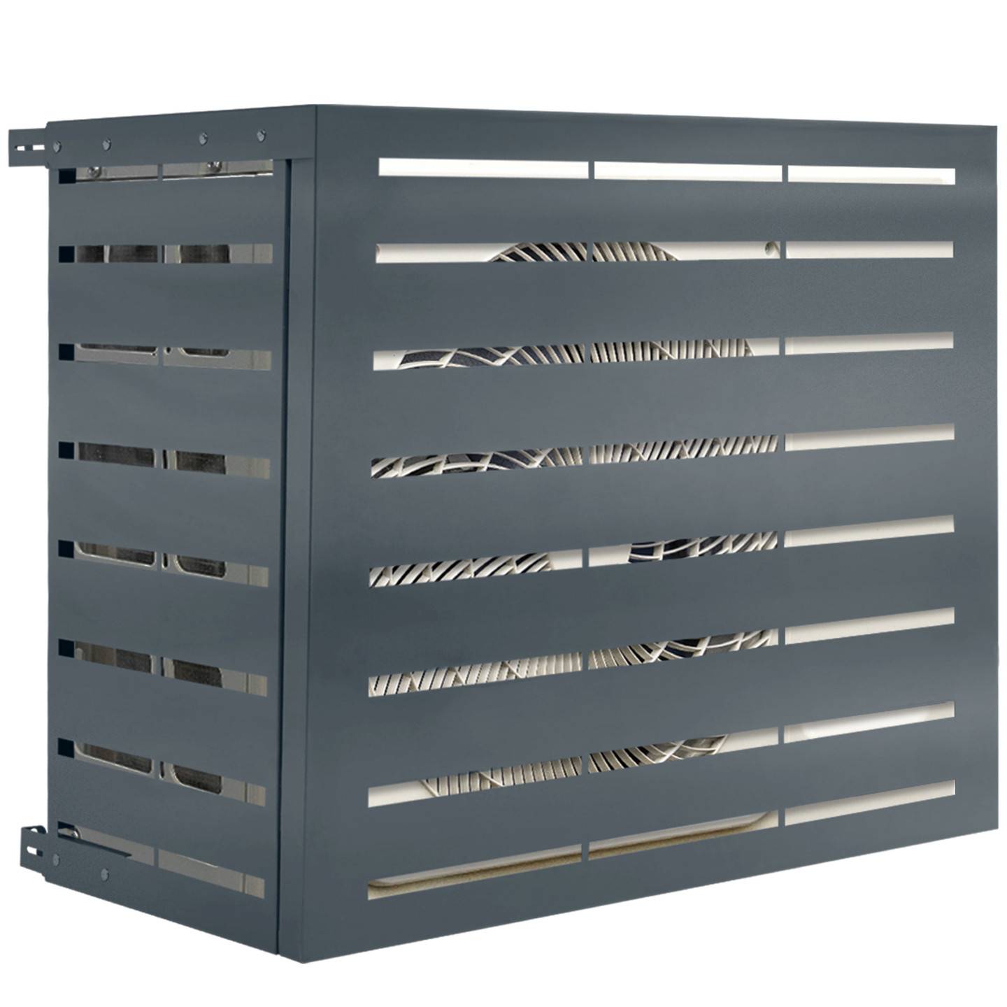 IDMARKET - Cache climatiseur 95 x 50 x 80 cm métal gris anthracite protection unité extérieure pour pompe à chaleur - Image 2