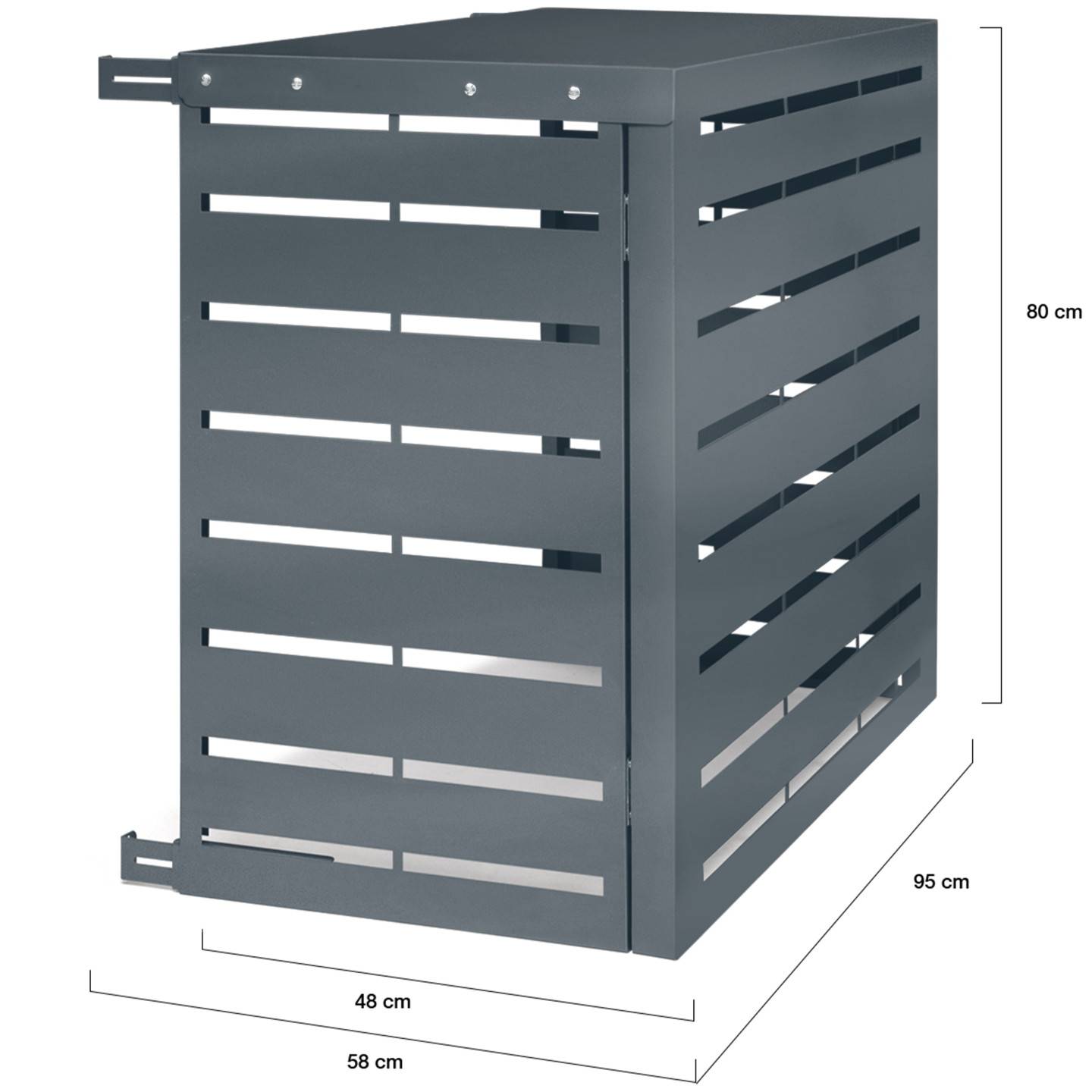 IDMARKET - Cache climatiseur 95 x 50 x 80 cm métal gris anthracite protection unité extérieure pour pompe à chaleur - Image 5