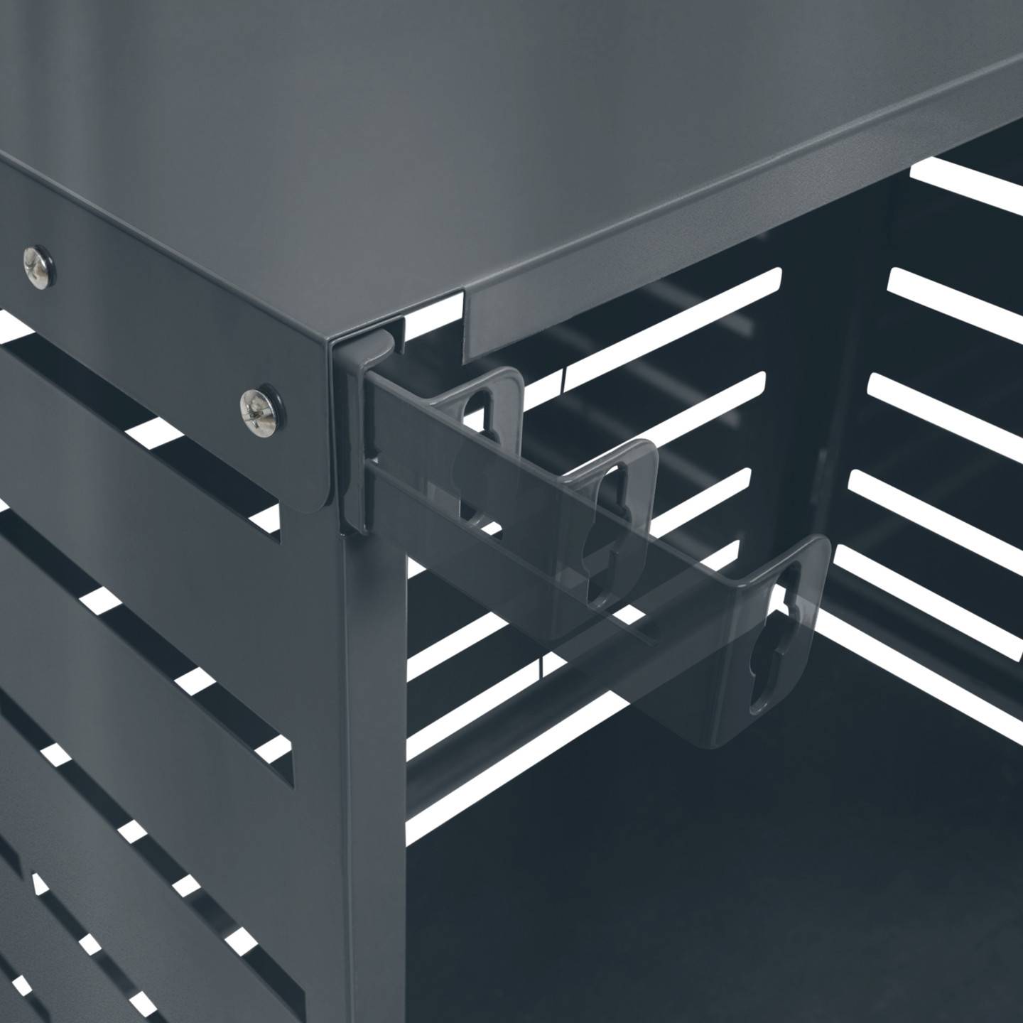 IDMARKET - Cache climatiseur 95 x 50 x 80 cm métal gris anthracite protection unité extérieure pour pompe à chaleur - Image 4