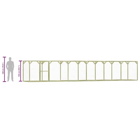 Poulailler XXL bois traité enclos extérieur pour élevage 1,5x9x1,5 m – ComfortXL Outdoor Living - Image 7