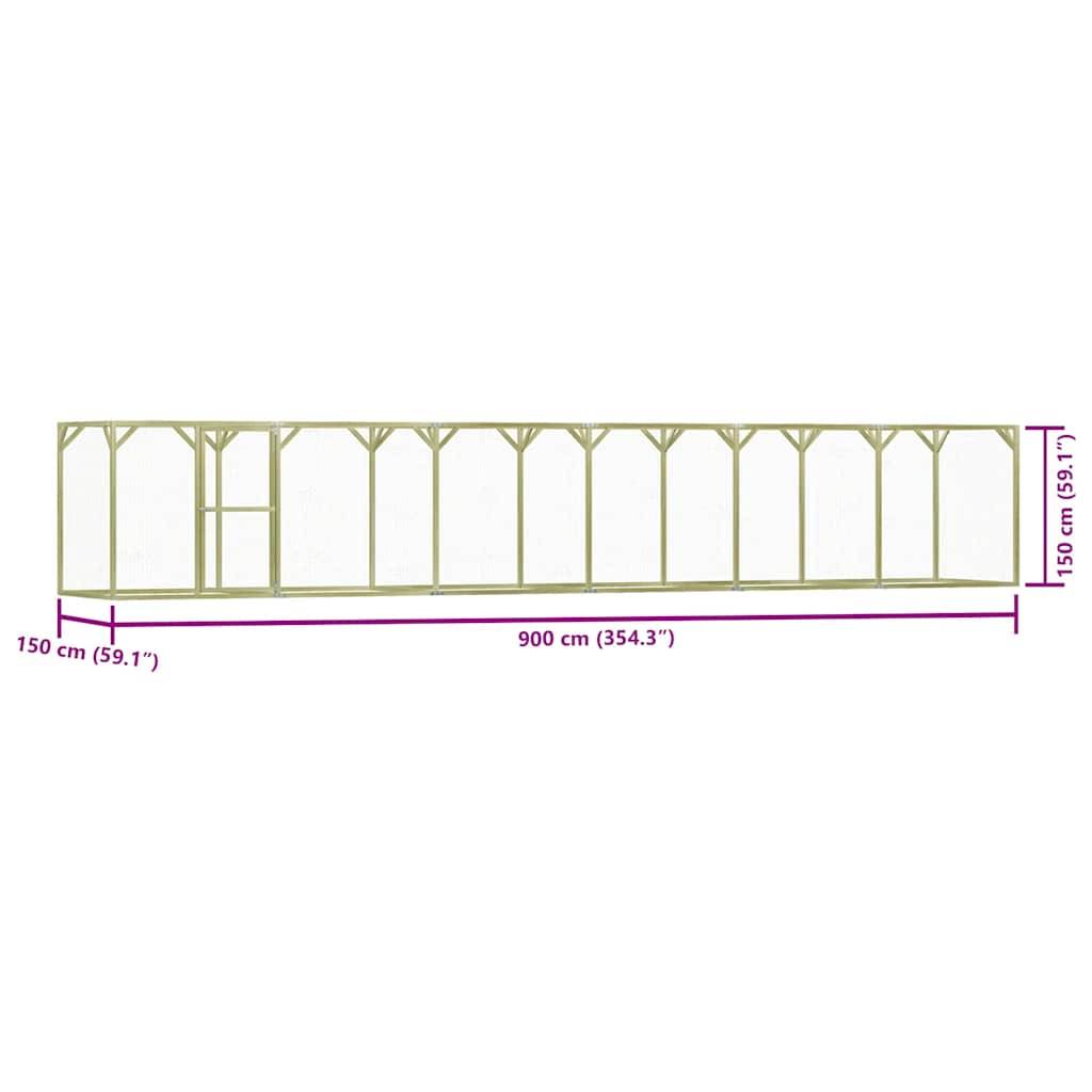 Poulailler XXL bois traité enclos extérieur pour élevage 1,5x9x1,5 m – ComfortXL Outdoor Living - Image 6