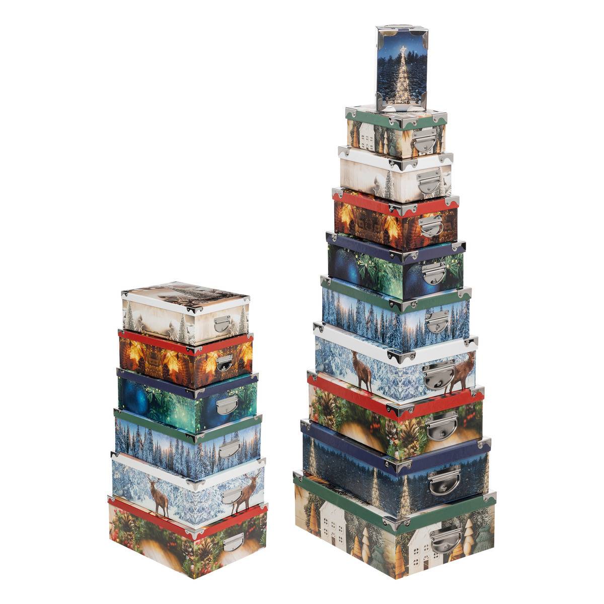 Fééric Lights & Christmas - Lot de 16 Boîtes de rangement coins en métal déco Noël - Imagen 1