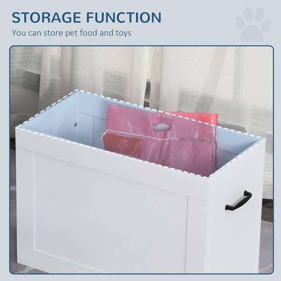 Station de repas surélevée MDF inox pour grands chiens avec rangement 60x30x41cm Blanc - ComfortXL Outdoor Living - Image 7