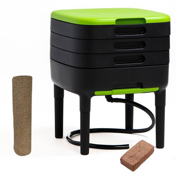 Ferme Du Moutta - Moutta I TinyWorm Design & Compact I Lombricomposteur 3 Plateaux I Kit Complet I Tiroir Coulissant I Pieds Plastique - Imagen 1