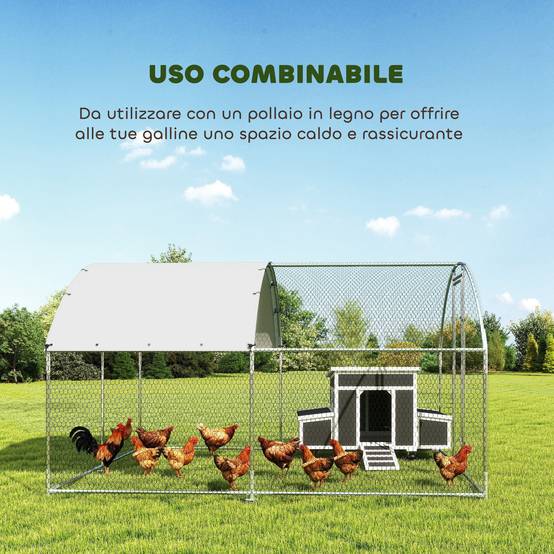 Enclos poulailler acier galvanisé parc grillagé bâche toit étanche 340x280x190cm - ComfortXL Outdoor Living - Image 9