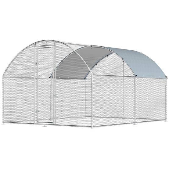 Enclos poulailler acier galvanisé parc grillagé bâche toit étanche 340x280x190cm - ComfortXL Outdoor Living - Image 2