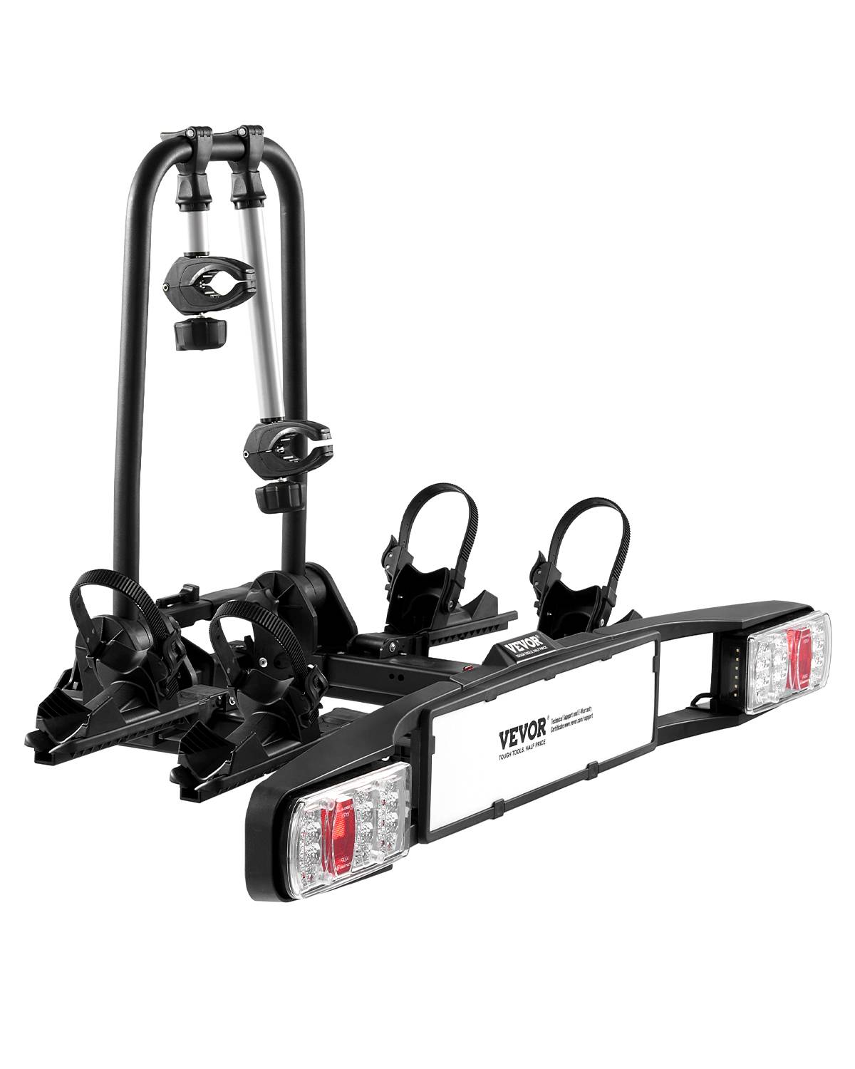 VEVOR Porte-vélos sur attelage, charge 65 kg (2 vélos). Compatible récepteur 5 cm, pliable, feu arrière. - Image 1