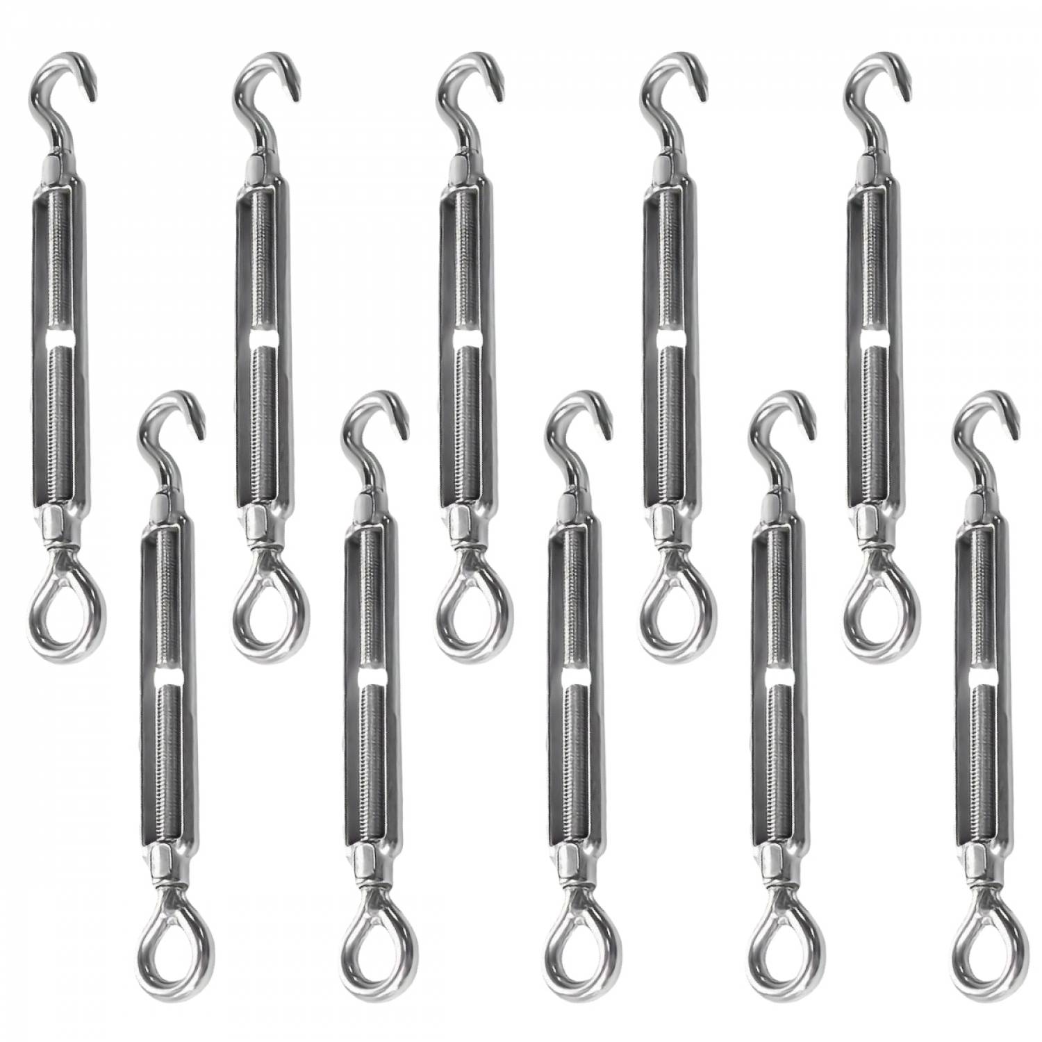 Linxor - Lot de 10 tendeurs de fil réglables en acier inoxydable - Crochet et oeillet - M4 - Linxor - Imagen 1