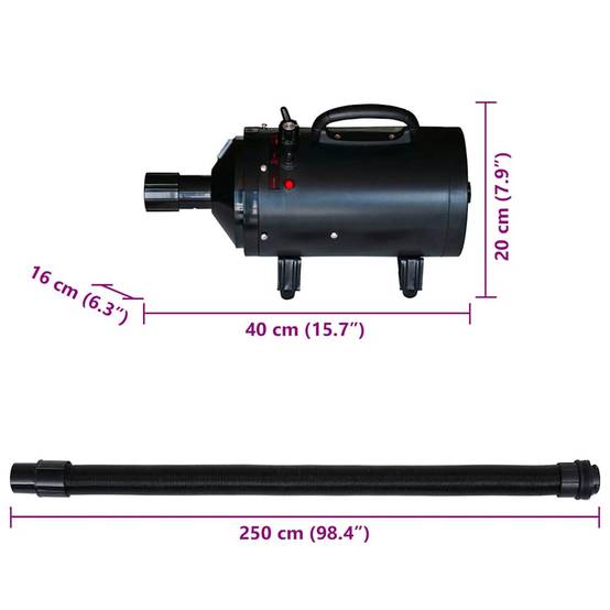Vidaxl - Sèche-cheveux pour chien avec 3 buses Noir 2400 W vidaXL 170044 - Image 3