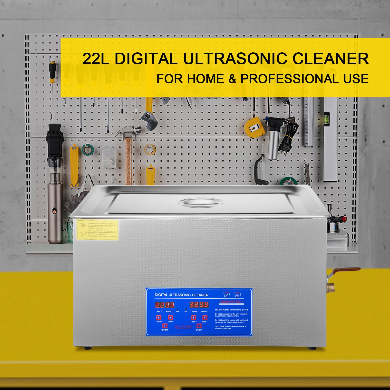 VEVOR Nettoyeur à ultrasons professionnel 22L, affichage numérique, pour un nettoyage approfondi. - Image 2
