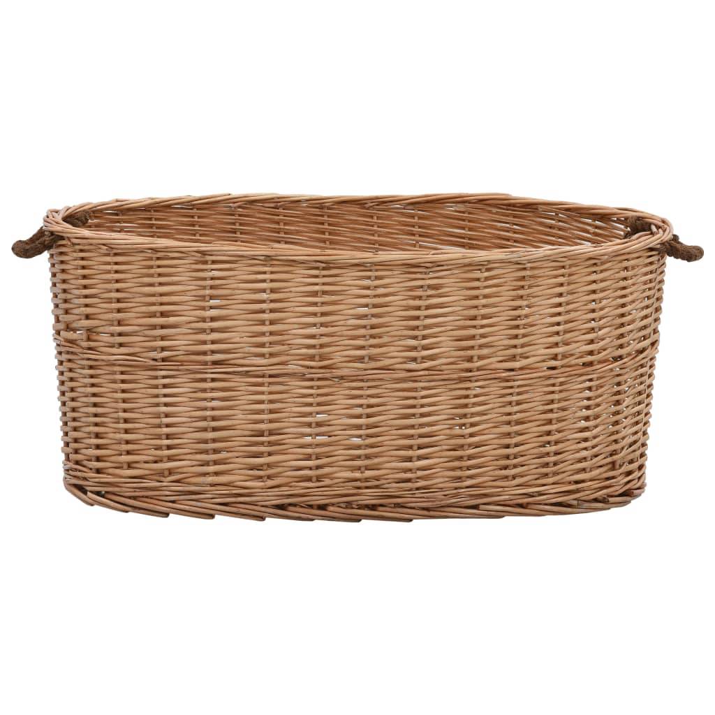 Grand panier à bûches en osier naturel avec poignées pour cheminée 78 cm – ComfortXL Outdoor Living - Image 2