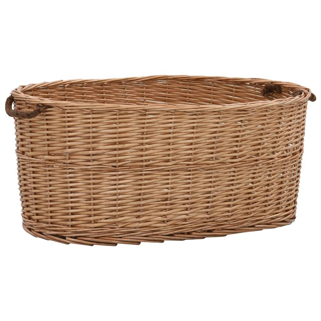 Grand panier à bûches en osier naturel avec poignées pour cheminée 78 cm – ComfortXL Outdoor Living