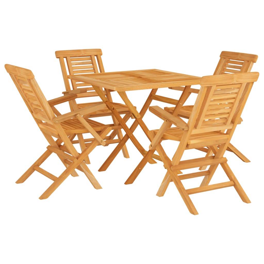 Ensemble de 5 pcs table de jardin avec chaises - mobilier de jardin Bois de teck massif - Image 1