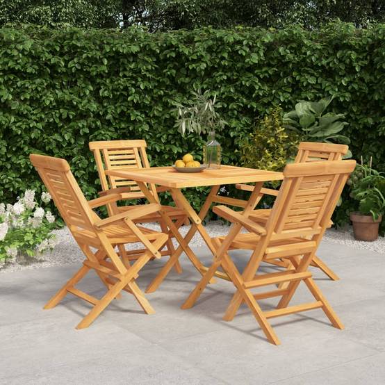 Ensemble de 5 pcs table de jardin avec chaises - mobilier de jardin Bois de teck massif - Image 2
