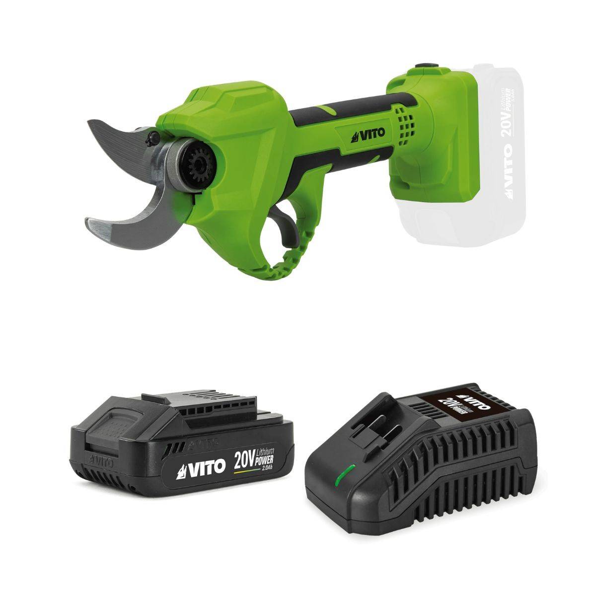 Sécateur sans fil 20V + Batterie Lithium 2Ah Ø de coupe 30 mm Moteur Brushless Chargeur rapide VITO - Imagen 1