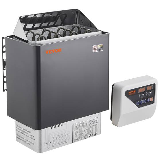 VEVOR Poêle de sauna électrique portable 6kW 400V 3N, minuterie 3h, contrôleur numérique, max 110°C, pour 5-9m³. - Image 1