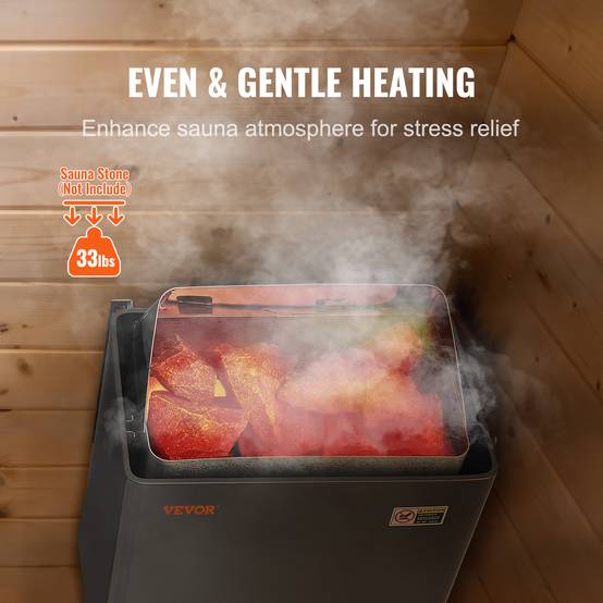 VEVOR Poêle de sauna électrique portable 6kW 400V 3N, minuterie 3h, contrôleur numérique, max 110°C, pour 5-9m³. - Image 5