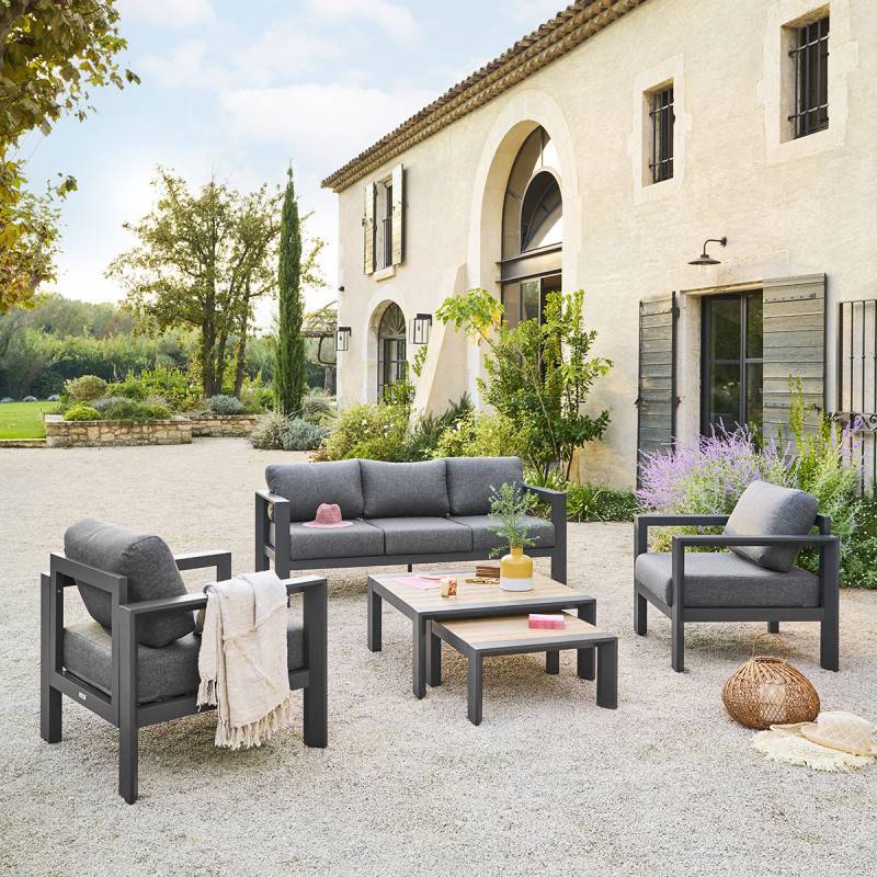 Hesperide - Fauteuil de salon de jardin "Évasion" graphite polyester et aluminium - Hespéride - Image 7
