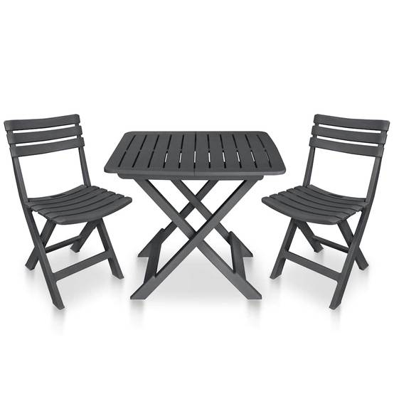 Vidaxl - Ensemble de bistro pliable 3 pcs-Salons de jardin Plastique Anthracite - Image 1