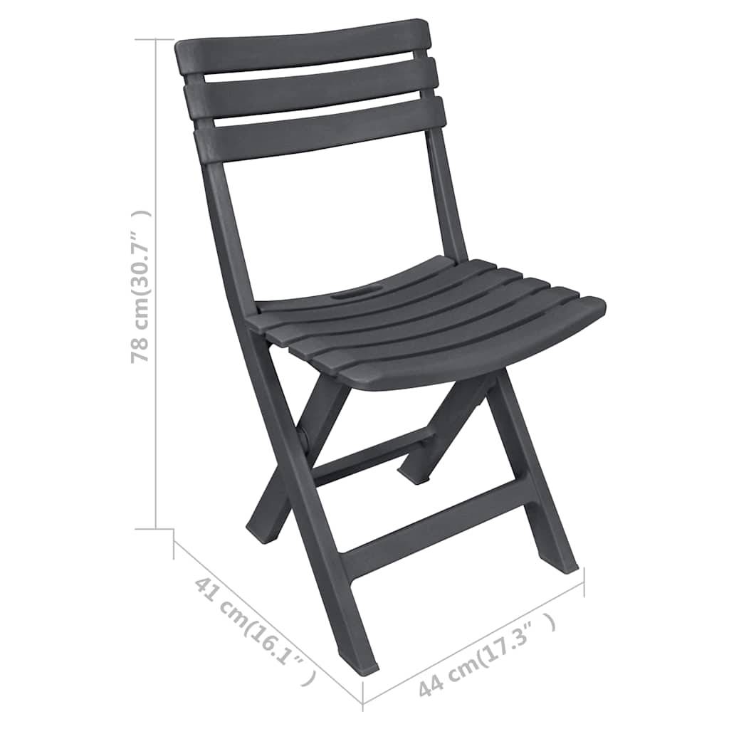 Vidaxl - Ensemble de bistro pliable 3 pcs-Salons de jardin Plastique Anthracite - Image 10
