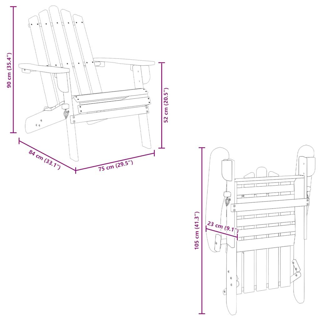 Vidaxl - Chaises Adirondack de jardin repose-pieds lot de 2 Bois acacia vidaXL 3145015 - Imagen 3