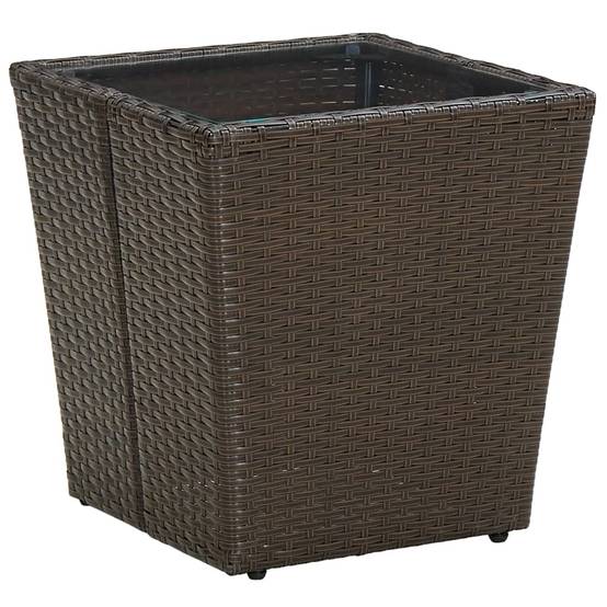 ComfortXL - Petite Table d'Appoint de Jardin Carrée, Résine Tressée Marron et Plateau en Verre Trempé – ComfortXL Outdoor Living - Image 1