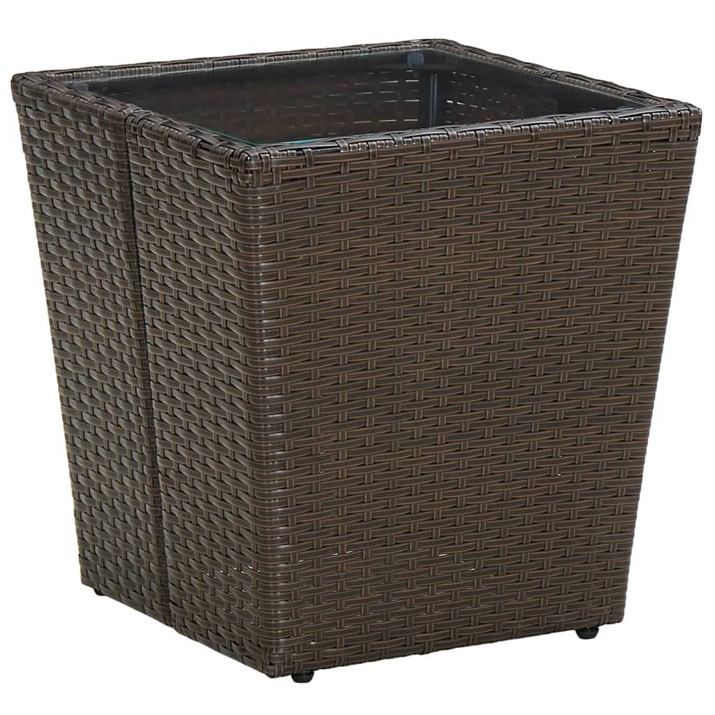 ComfortXL - Petite Table d'Appoint de Jardin Carrée, Résine Tressée Marron et Plateau en Verre Trempé – ComfortXL Outdoor Living - Image 1