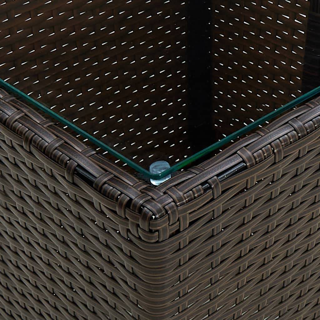 ComfortXL - Petite Table d'Appoint de Jardin Carrée, Résine Tressée Marron et Plateau en Verre Trempé – ComfortXL Outdoor Living - Image 4
