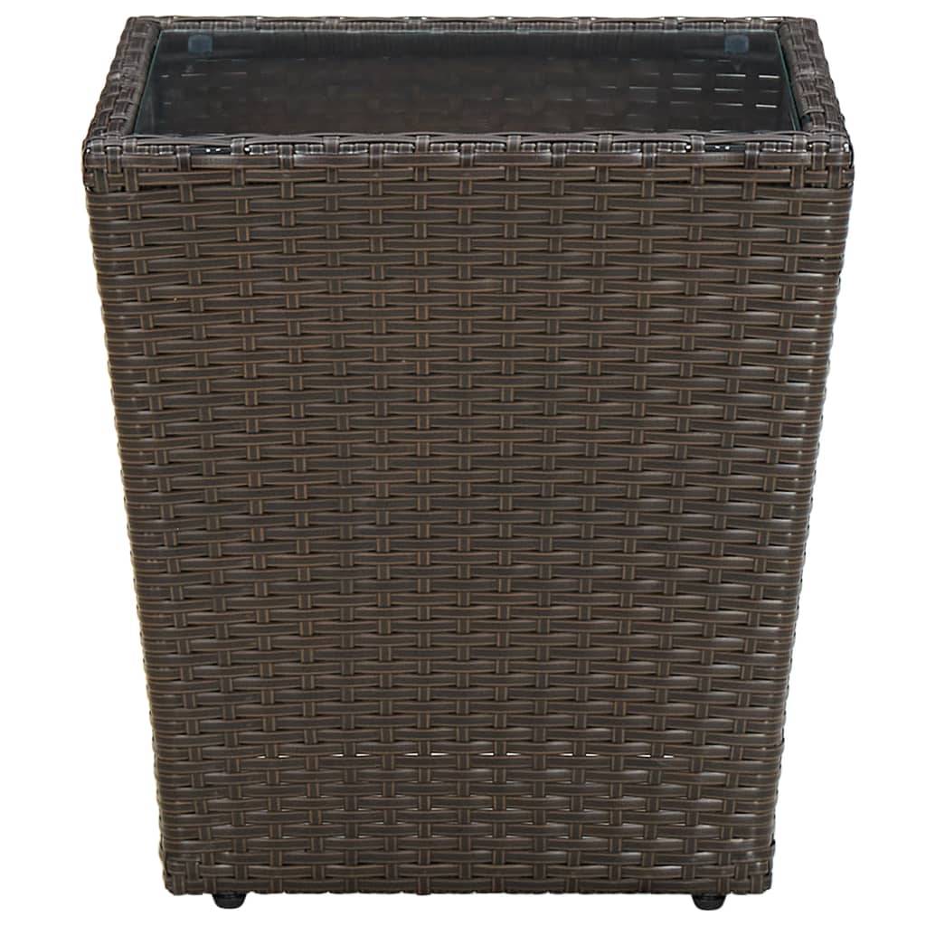 ComfortXL - Petite Table d'Appoint de Jardin Carrée, Résine Tressée Marron et Plateau en Verre Trempé – ComfortXL Outdoor Living - Image 2