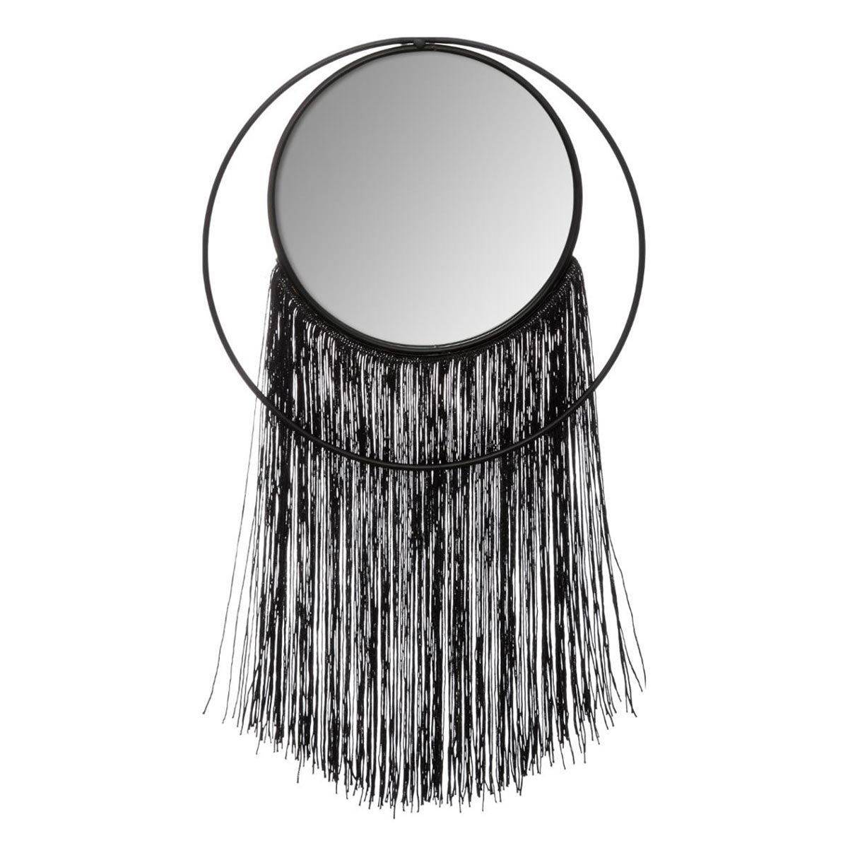 Atmosphera - Miroir Mural Rond en Métal "Frange" 18cm Noir - Image 1