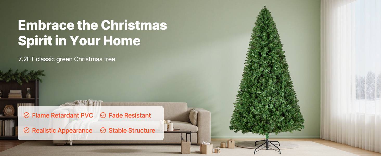 VEVOR Sapin de Noël Artificiel Arbre Décoration 220 cm avec 1346 Branches PVC - Image 9
