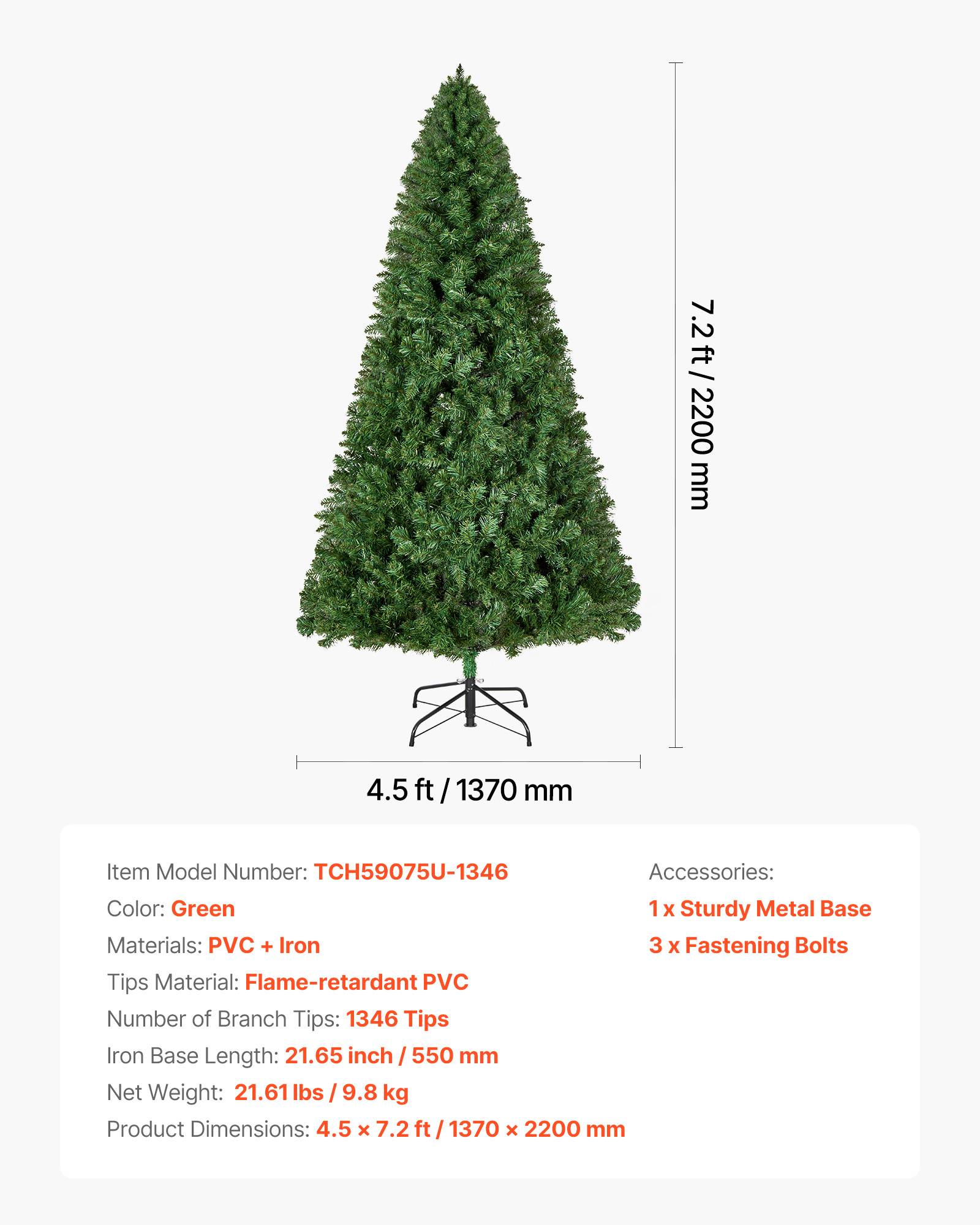 VEVOR Sapin de Noël Artificiel Arbre Décoration 220 cm avec 1346 Branches PVC - Image 7