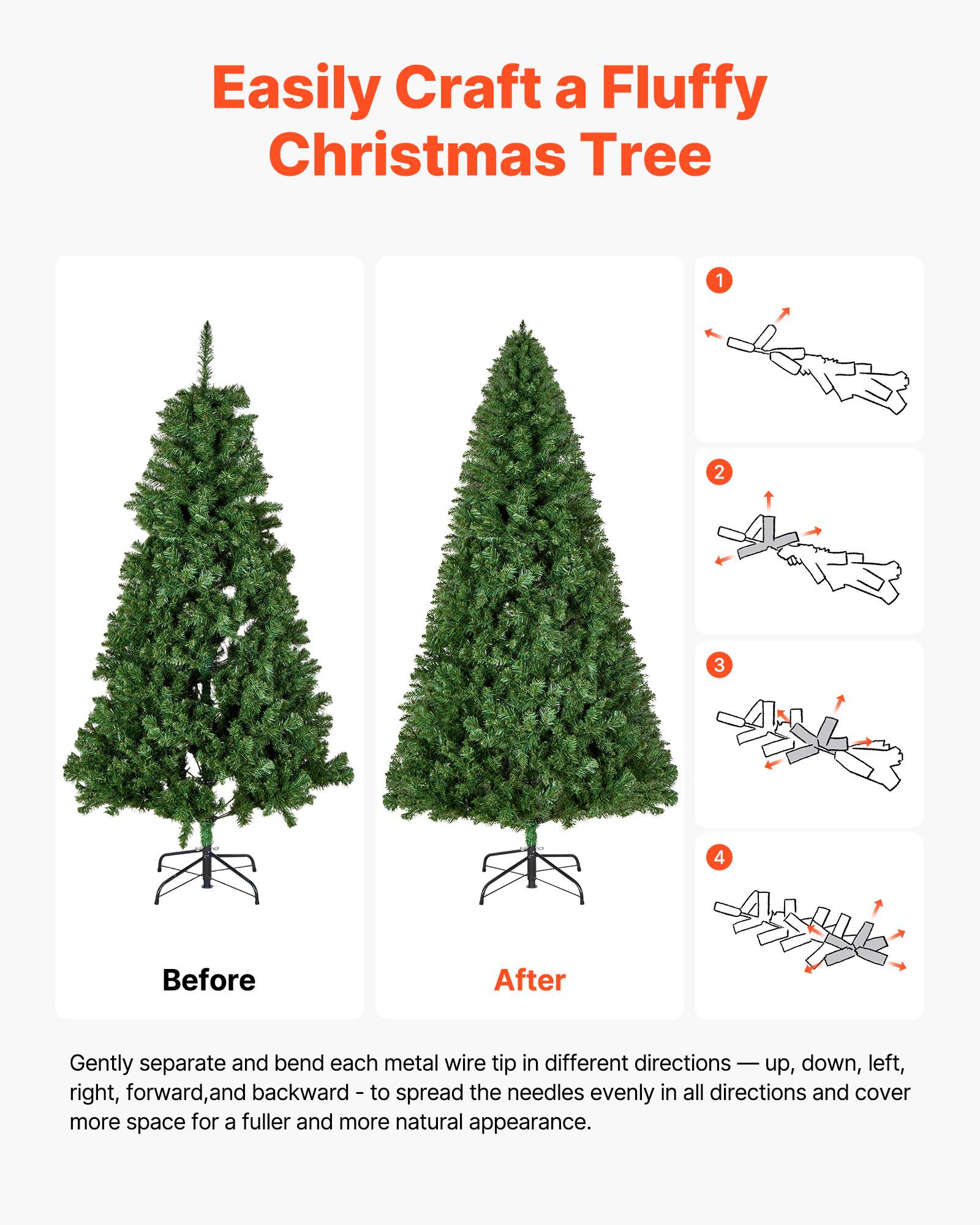 VEVOR Sapin de Noël Artificiel Arbre Décoration 220 cm avec 1346 Branches PVC - Image 6